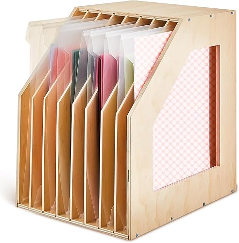 Miniatura 7 de ReliThick Organizador de almacenamiento de papel para álbumes de recortes de madera, 2 unidades, para guardar papel de 12 x 12 pulgadas, soportes