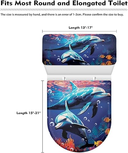 Miniatura 5 de Funda de repuesto para tapa de inodoro y tanque de inodoro Dolphin, accesorios de baño, cubierta de asiento de inodoro azul océano