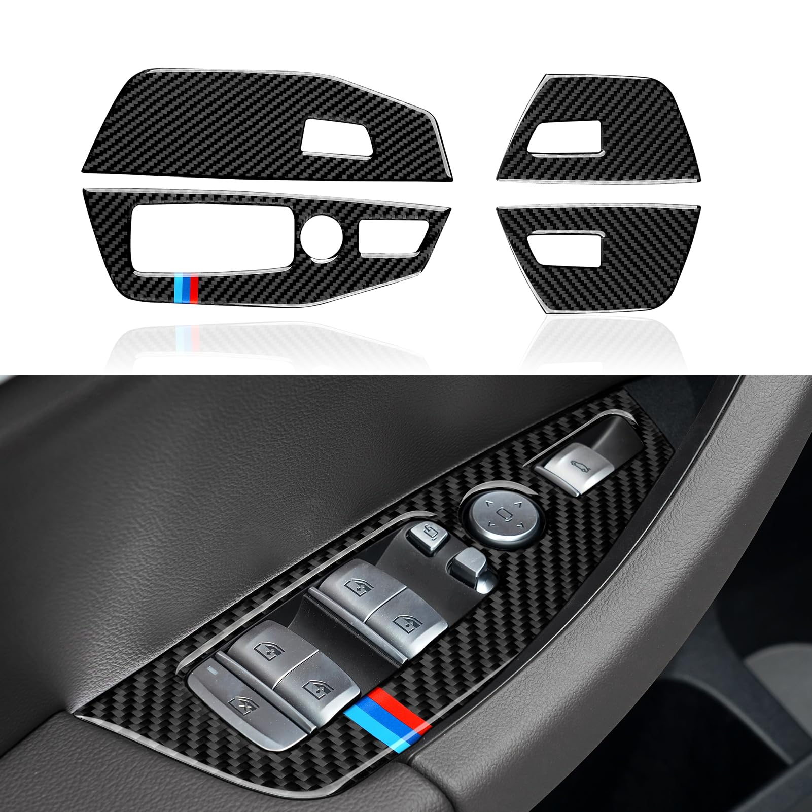 Car Window Lift Switch Sticker Cover Decal Carbon Fiber Trim fits for BMW X3 G01 X4 G02 2018 2019 2020 2021 2022 2023 2024 Accessories
