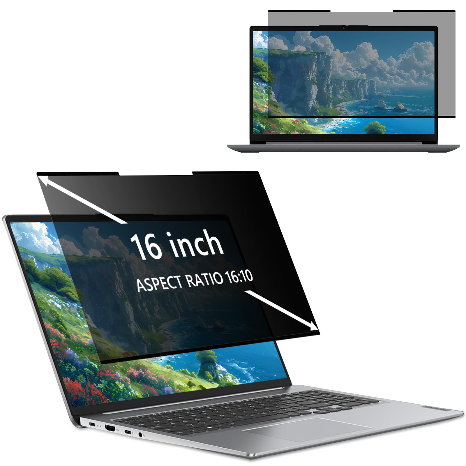 Filtro Privacy Nanoadesiva Rimovibile per Laptop 16 pollici 16:10 Pellicola Protezione, Anti-Riflesso e Filtro Luce Blu per HP/dell/Acer/Lenovo/Thinkpad/Samsung/ASUS/Sony 16"(346 * 226) mm