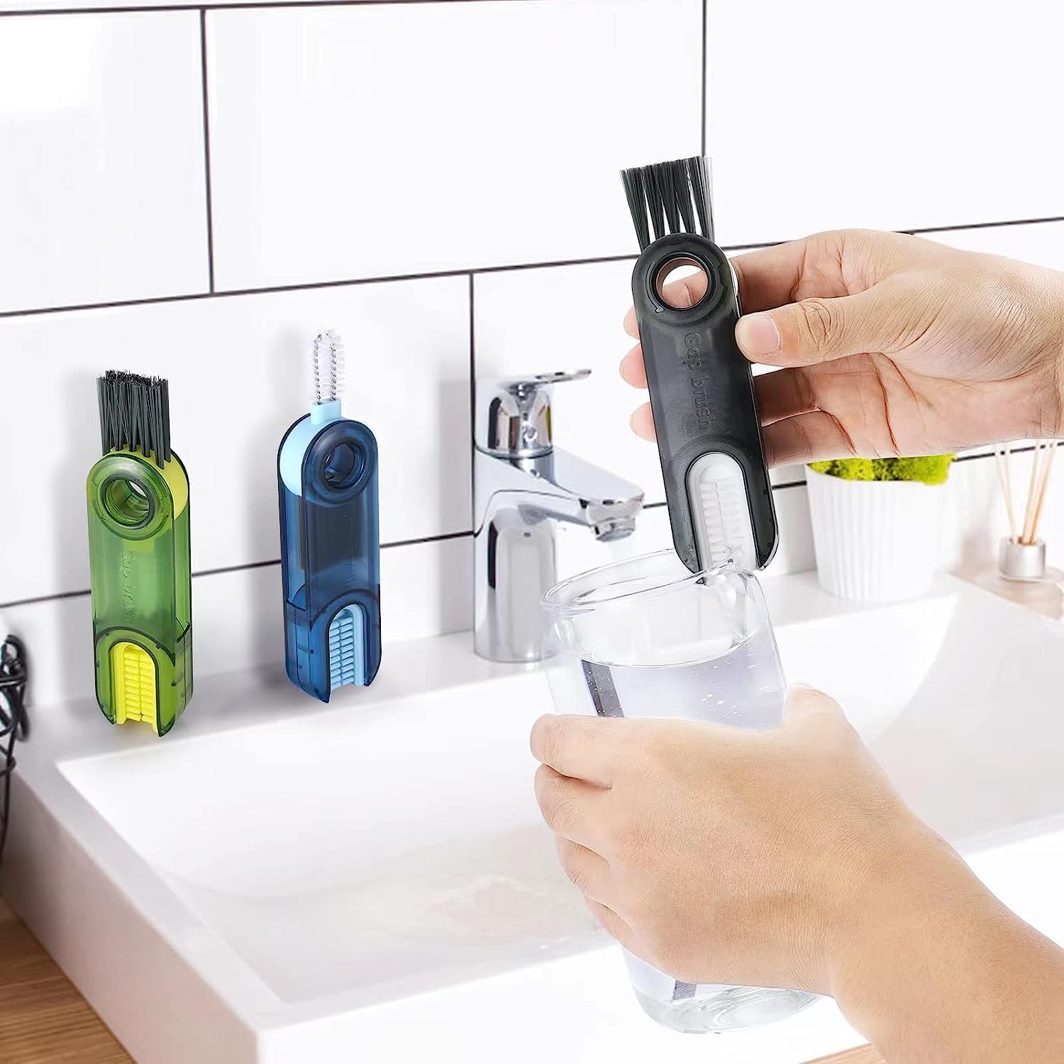 3 in 1 Cup Lid Gap Cleaning Brush Set | Plastic Multifunctional Insulation Bottle Cleaning Tools | Mutipurpose Silicone Cup Holder Cleaner, Home Kitchen Cleaning Tools 3