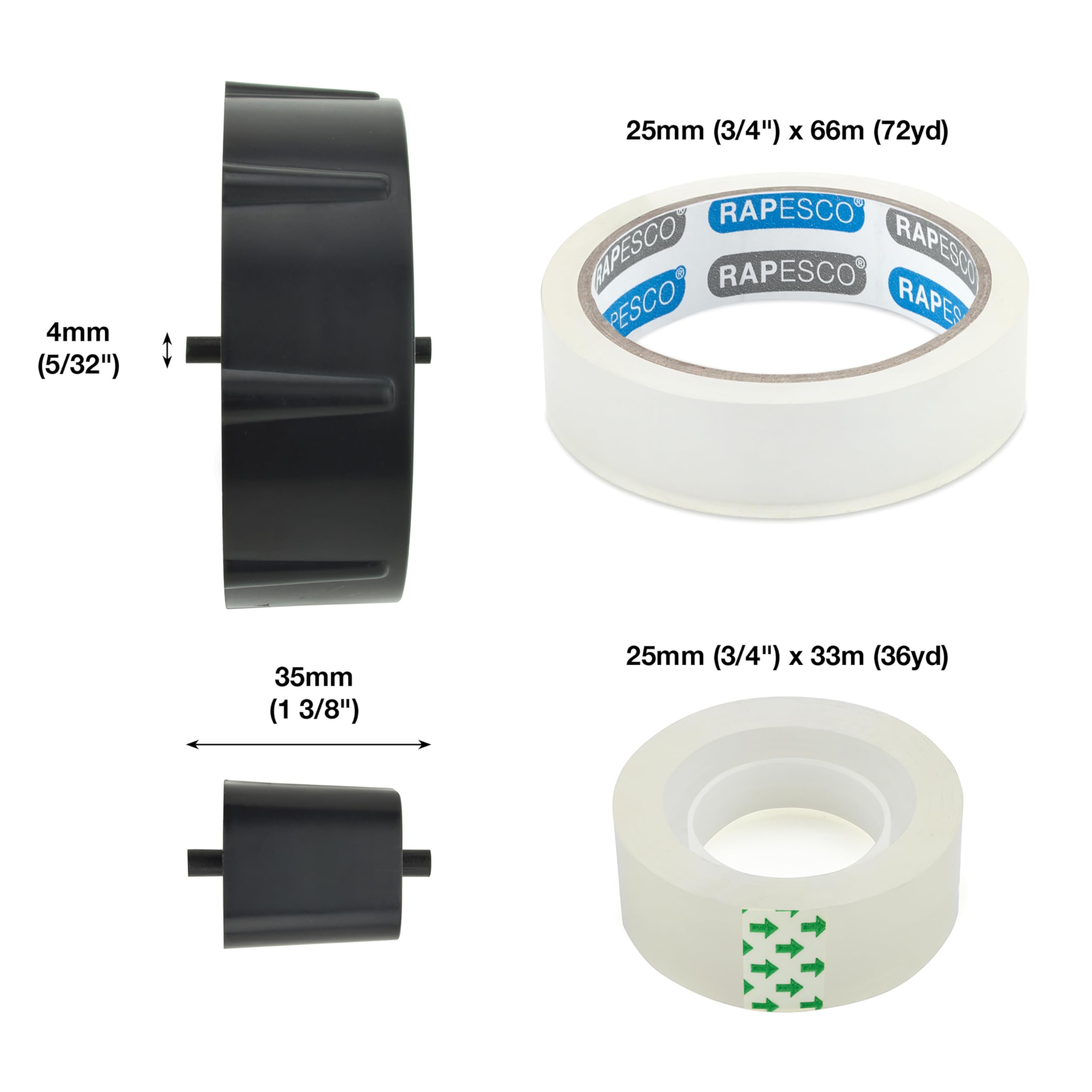 Rapesco 1639 Dispensador de Cinta Adhesiva Profesional 500, Negro