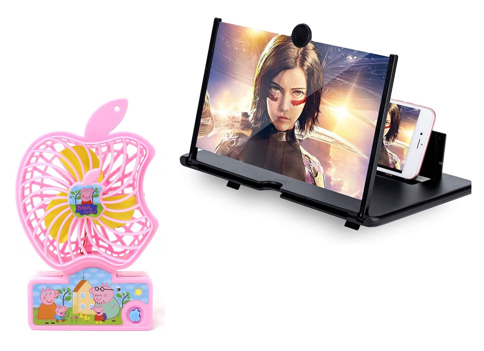 Combo Pack of 2 Items - Rechargeable Portable Mini USB Desk Pocket Fan, 3D Screen Expanders & Screen Amplifier (1 Year Warranty)-image-39