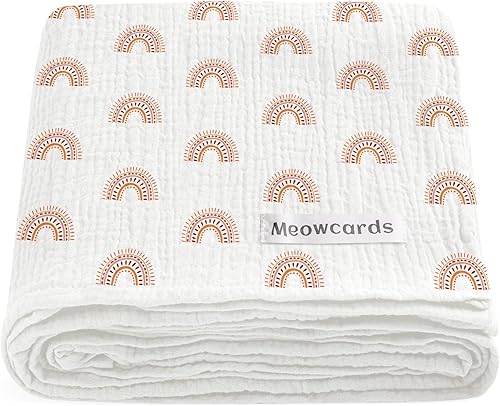 Miniatura 39 de meowcards Mantas de muselina para envolver al bebé, mantas unisex para bebés niños y niñas, grandes 47 x 47 pulgadas, mantas de recepción Boho