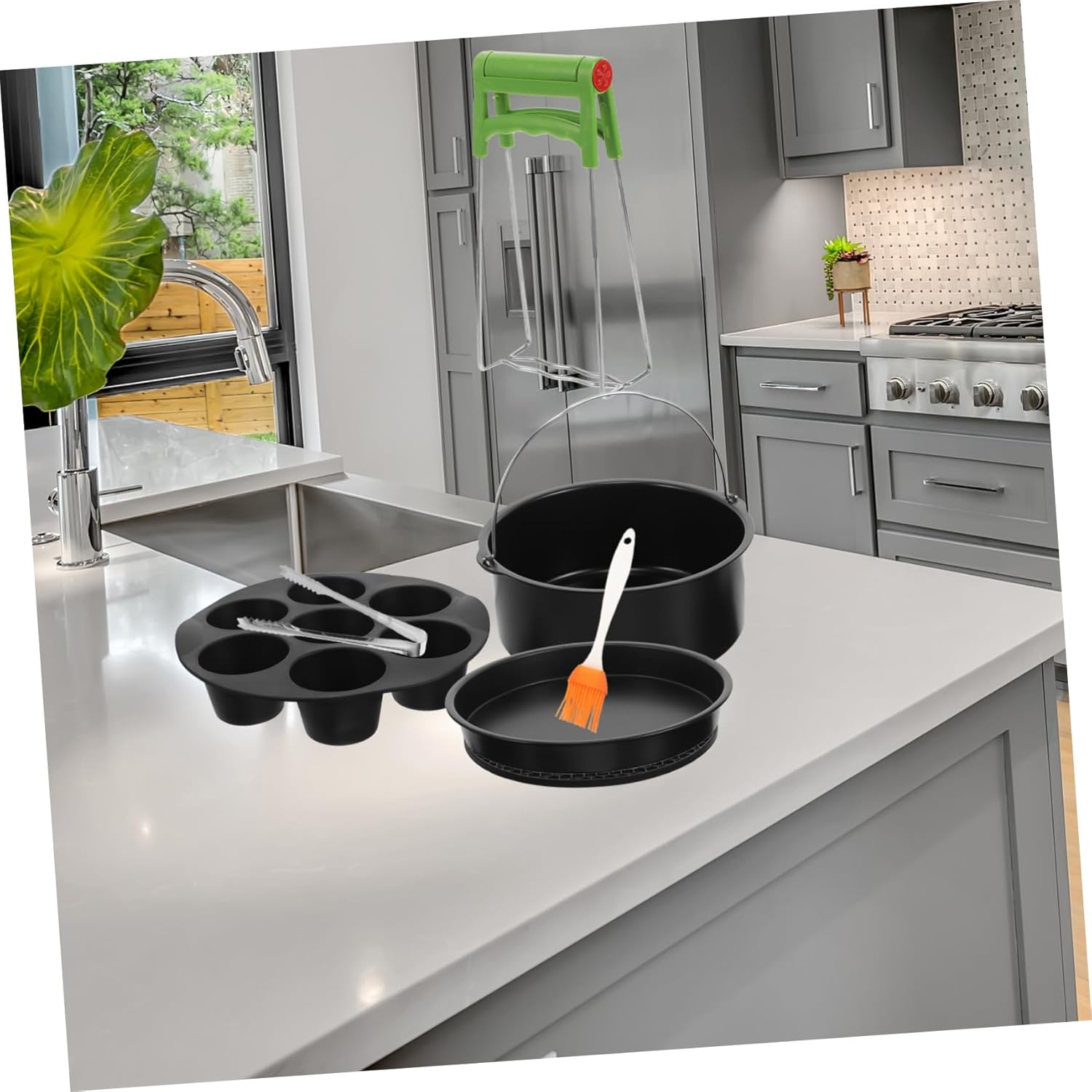 9pcs Air Fryer Accessories Set with Non-stick Bakeware for Cakes Pies and More Kitchen Baking Kit Compatible with Fryers