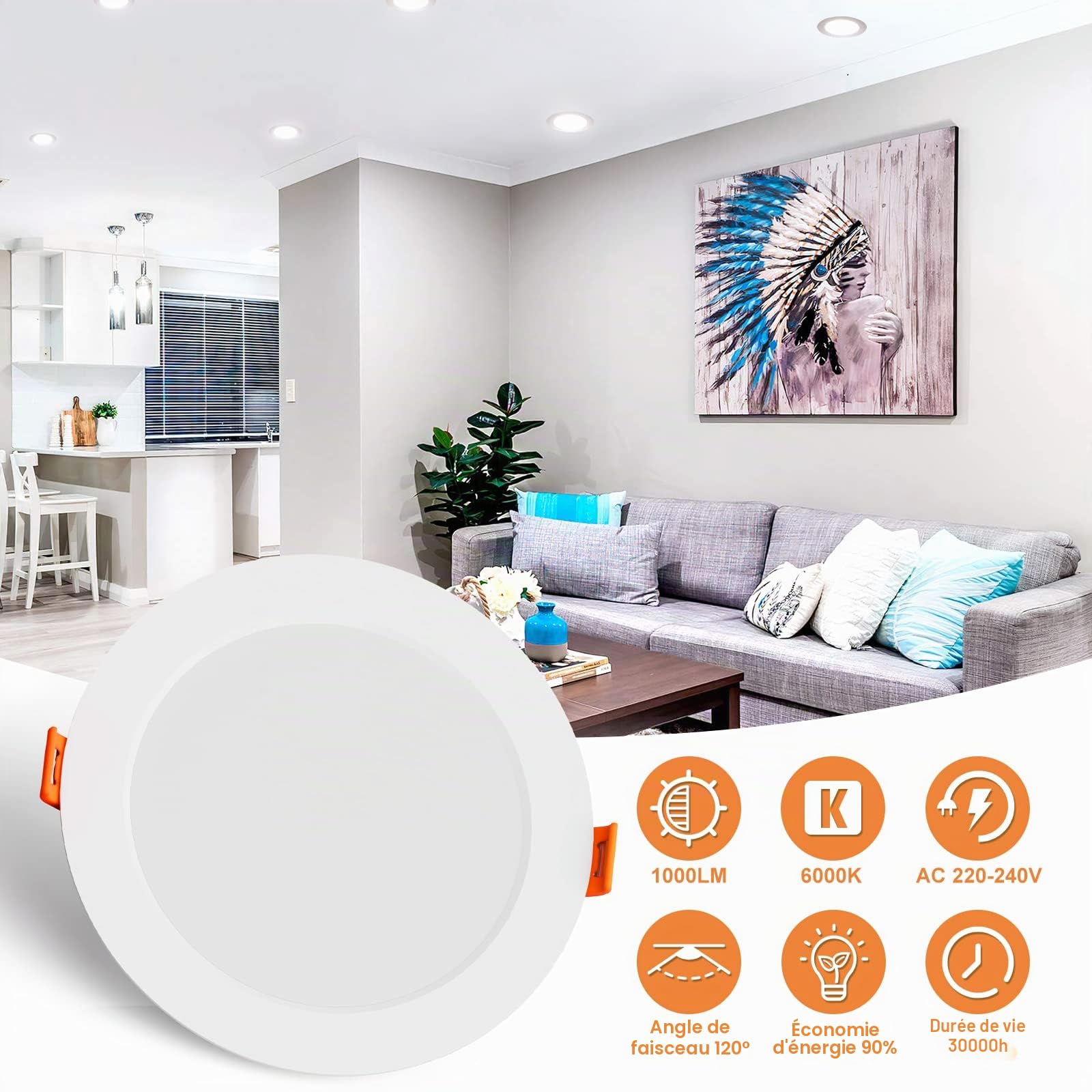 Tomosu Spot Encastrable Salle de Bain 10W, Blanc Froid 6000K, Lot de 20