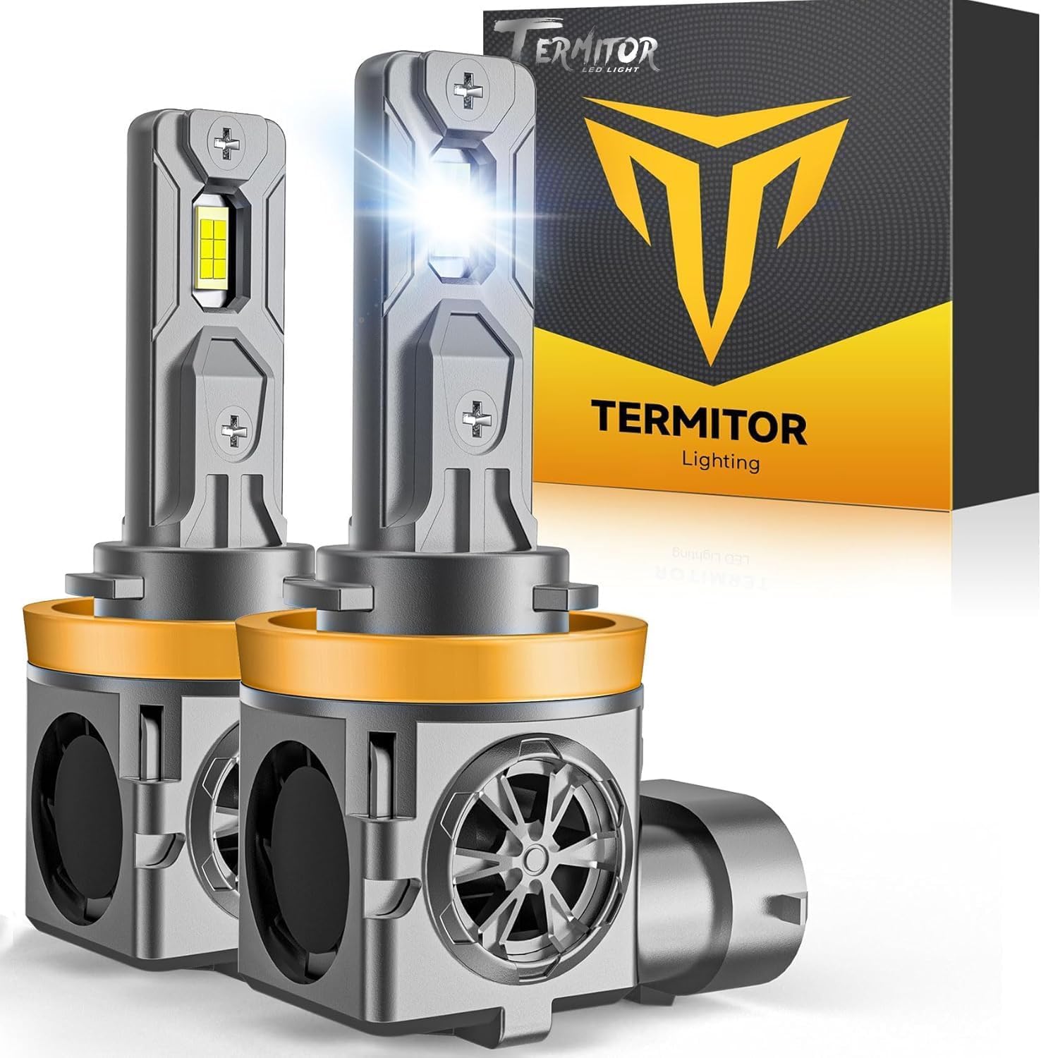 Termitor Latest H11/H9/H8 Light Bulb 106,000LM | Ultra-Bright 6500K Cool Daylight,1:1 OEM Halogen Size,70K+ Hrs Lifespan,IP68 Waterproof,3-Min Plug N Play, Pack of 2