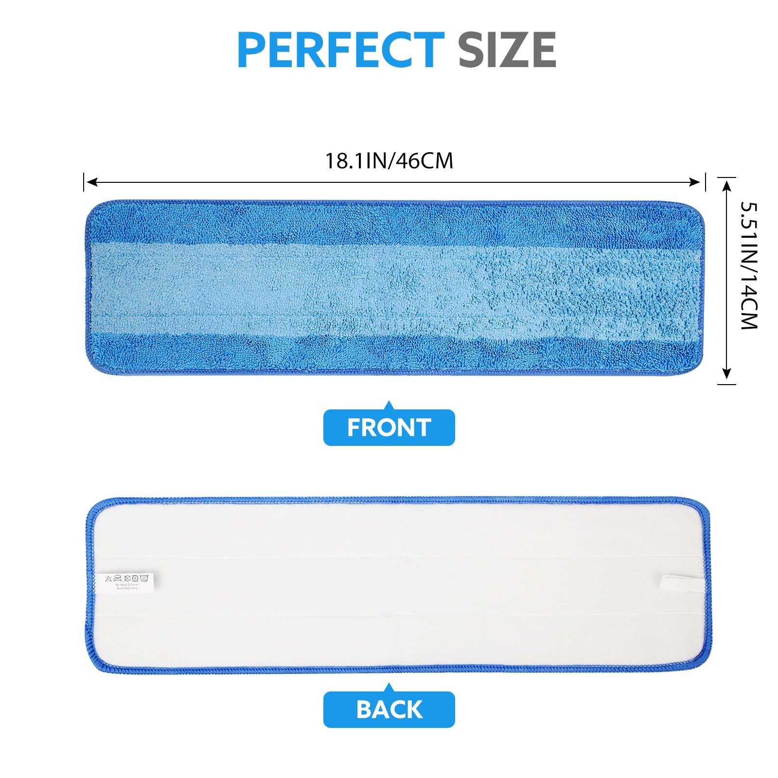 6 Pack Microfiber Cleaning Pads are Compatible with Bona Mop,18 Inch Replaceable Mop Pad Refill,Washable & Reusable Blue Microfiber Mop Pads for Hardwood and Hard-Surface Floors