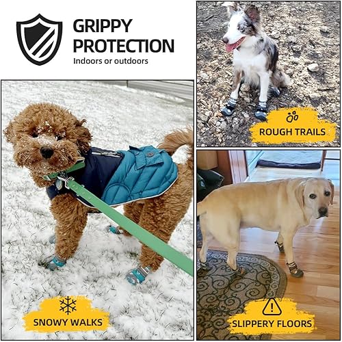 Miniatura 2 de Hcpet - Botas de perro para mascotas, impermeables, transpirables, antideslizantes, 3M, con correa reflectante de tamaño pequeño a grande, 4 unidades