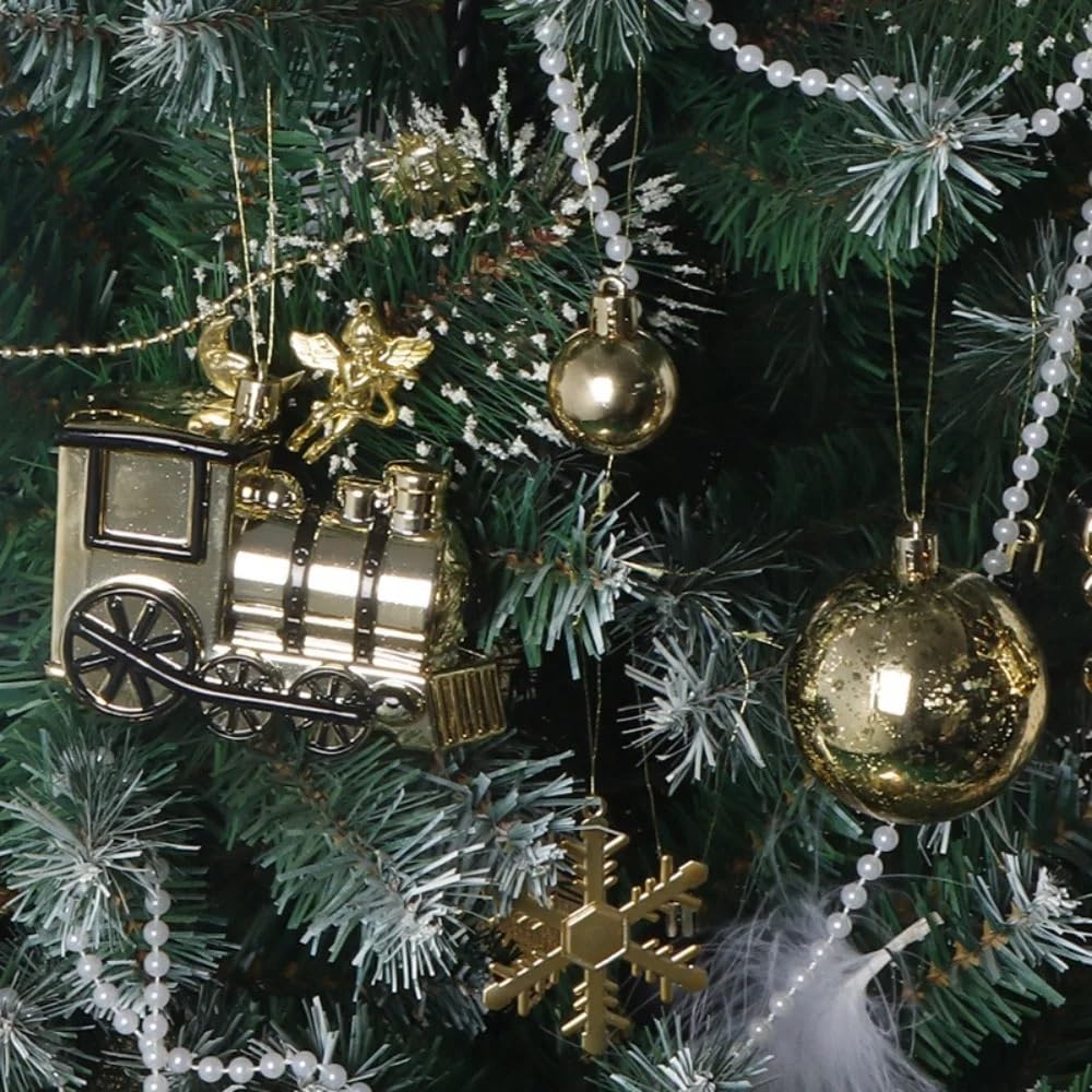 Bolas de Navidad Decoracion Juego de 70 Bolas navideñas de Varios tamaños, exquisitas Decoraciones for Fiestas navideñas, for Decorar el árbol.(Silver White)