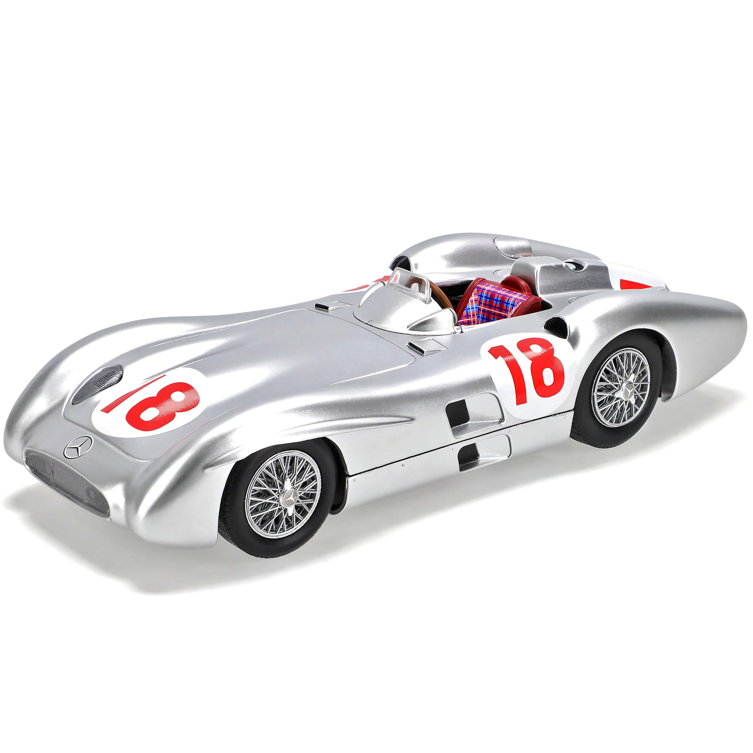 alles-meine.de GmbH Mercedes-B. W196 R Juan Manuel Fangio 1955 Formel 1 mit Sockel und Vitrine 1/24 Modell Auto