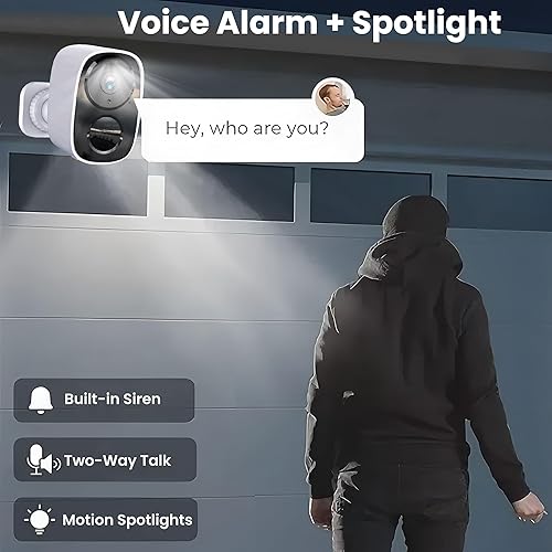 Miniatura 7 de Cámara de seguridad inalámbrica 2K mejorada 2025 con tarjeta SD de 64G, almacenamiento en la nube gratuito, duración de la batería de 1 a 6 meses,