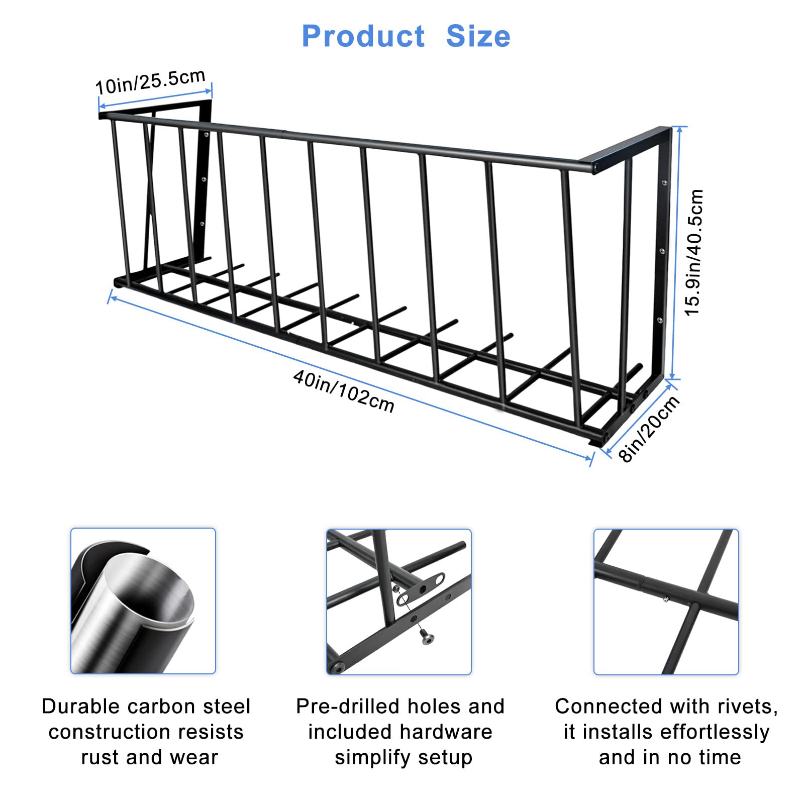 Topyznsup Hay Rack, 40’’ Hay Feeder Wall Mount, 25 Gallon Capacity Easy Install & No Wast Design Metal Corner Hay Feeder for Goat, Idea for Sheep, Livestock Feeders Hanging Indoor/Outdoor - image 2