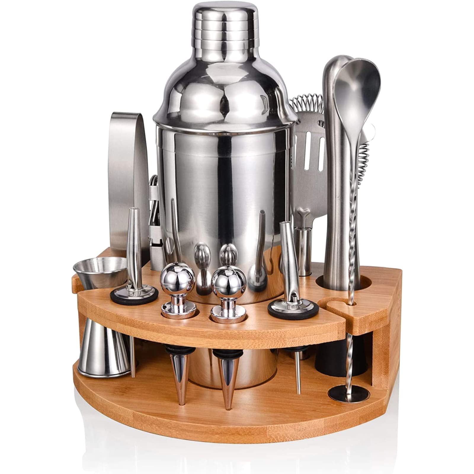 Kit De Camarero De 12 Piezas, Juego De Barra De Acero Inoxidable De 750 Ml con Soporte Y Herramientas De Cóctel De Barra, Diseño Duradero Y Hermoso, para Diversas Ocasiones como El Hogar