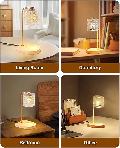 Miniatura 6 de Lámpara de mesita de noche pequeña para dormitorio lámparas de noche con pantalla de vidrio para mesita de noche, lámpara de luz regulable con