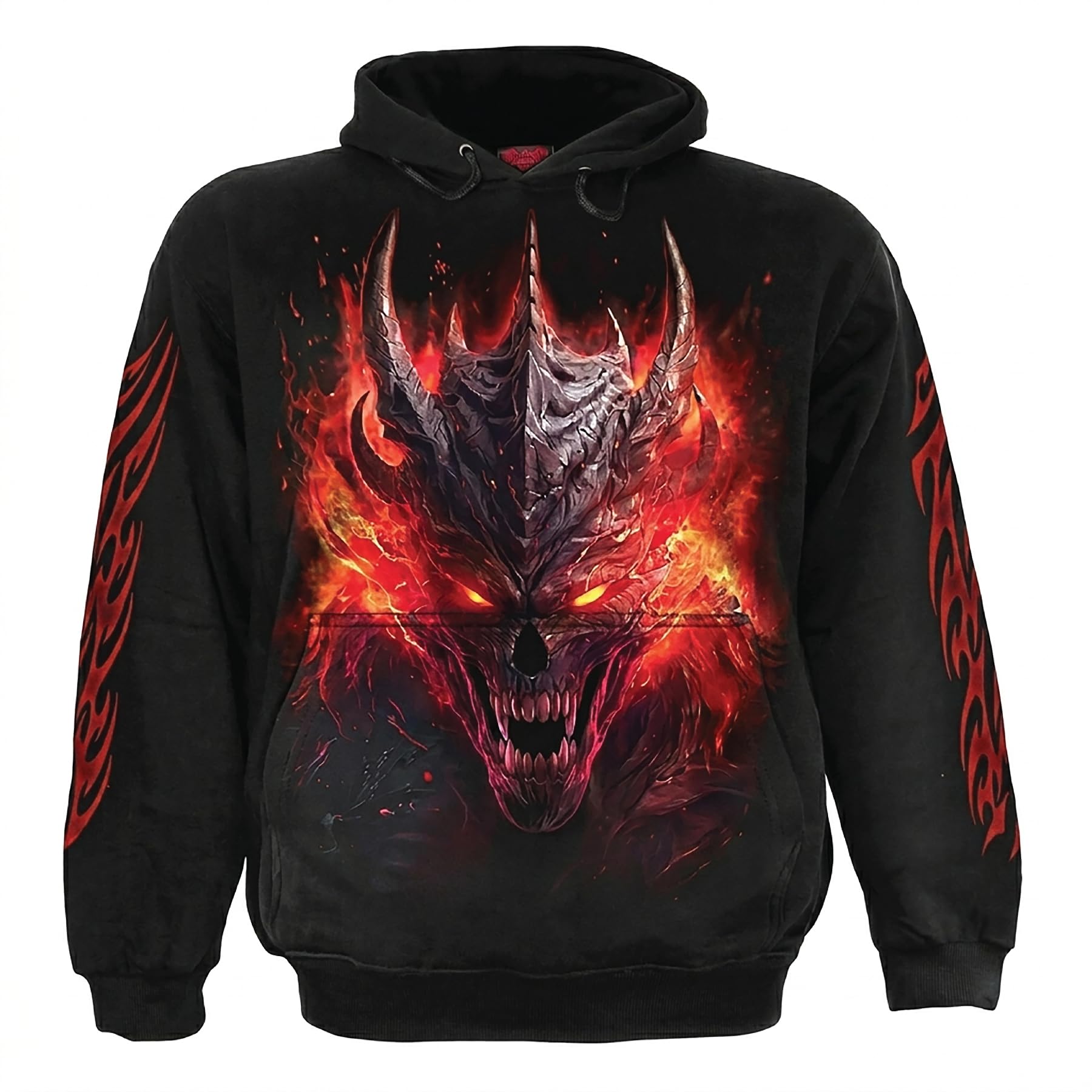Spiral Riff Burner - Hoodie Uomo Felpa con Cappuccio Nero 100% Cotone Regular