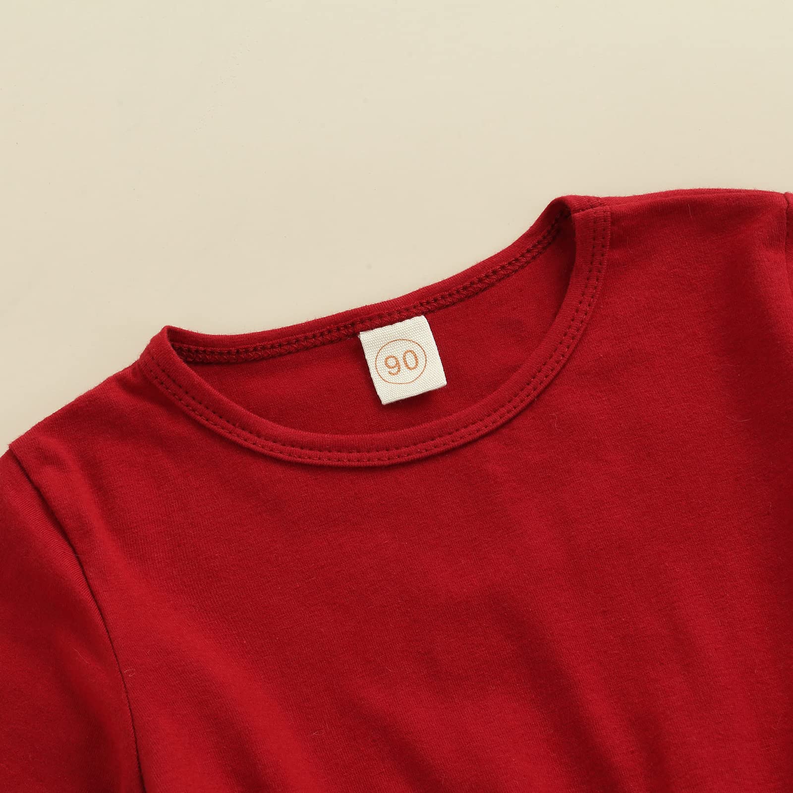 Newborn Baby Girls Outfits Long Sleeve Ruffle T-Shirt Tops Dress Flared Pants with Scarf 3Pcs Clothes (1#Red Wine, 3-4T)