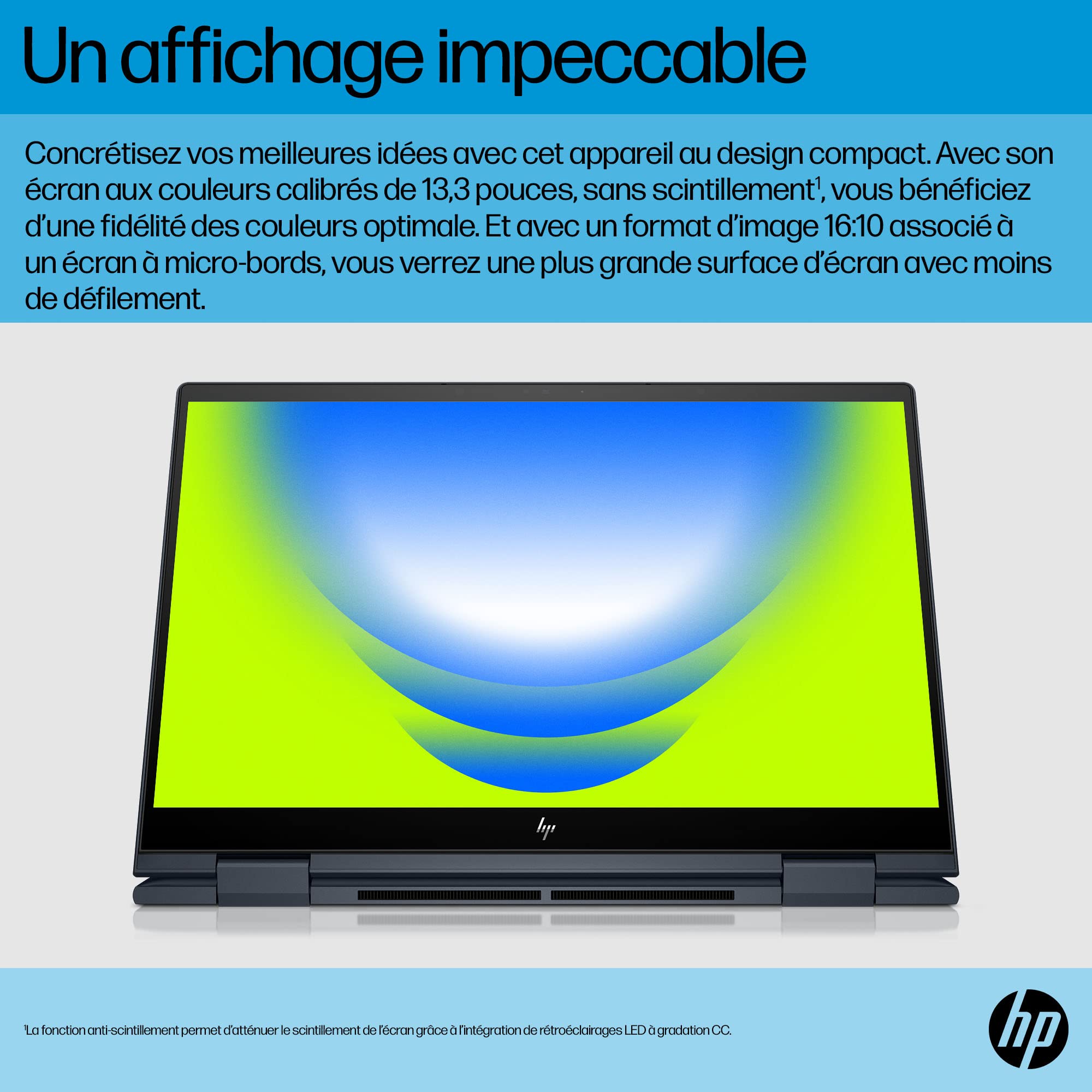 HP Envy x360 13-bf0000sf Ordinateur Portable Convertible Intel Core i5 1230U 16 Go RAM 512 Go SSD Intel Iris XE Écran 13.3" 2.8K Touch OLED Windows 11 Clavier AZERTY Blue