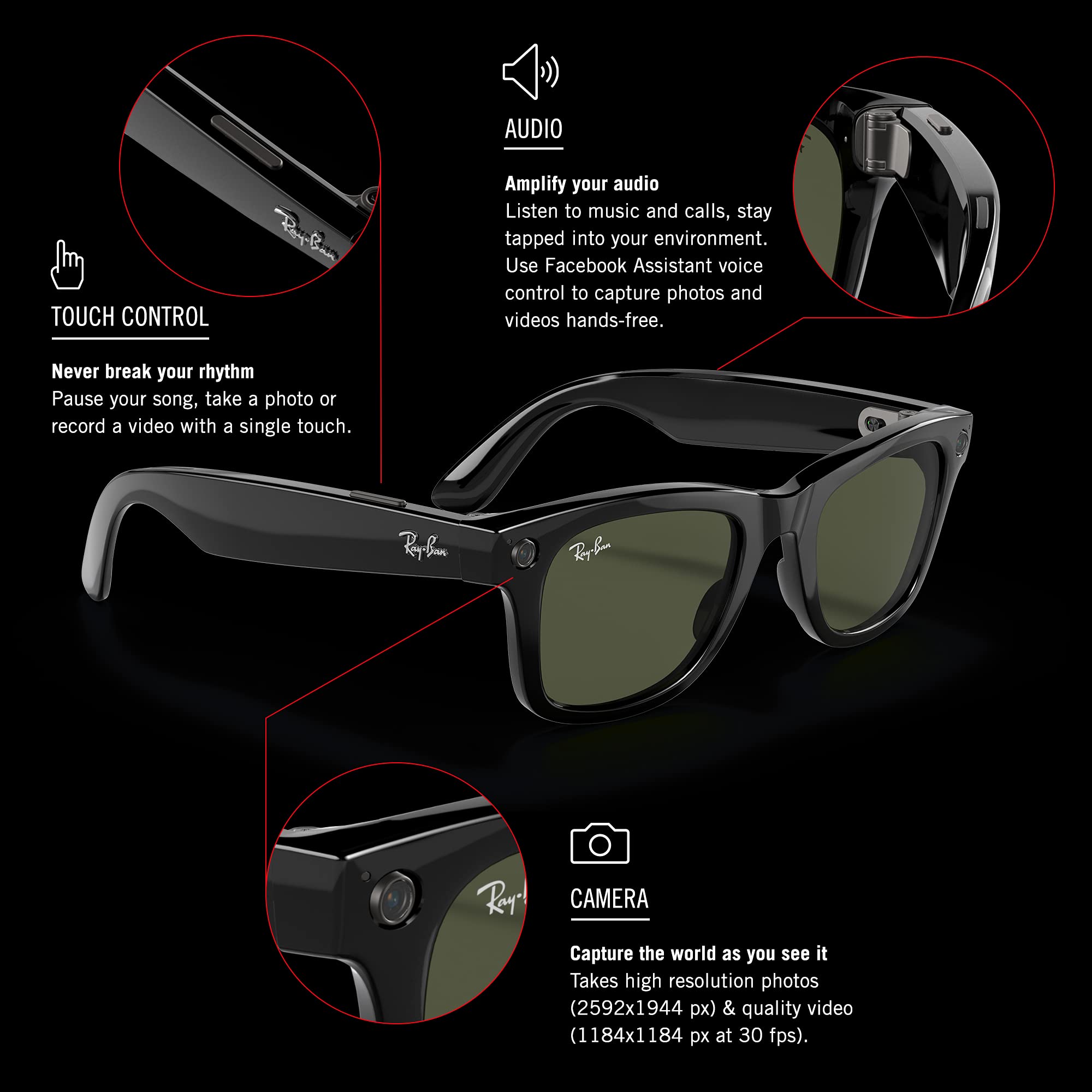 RayBan Stories Wayfarer Smart Glasses with Photo, Video & Audio Buy