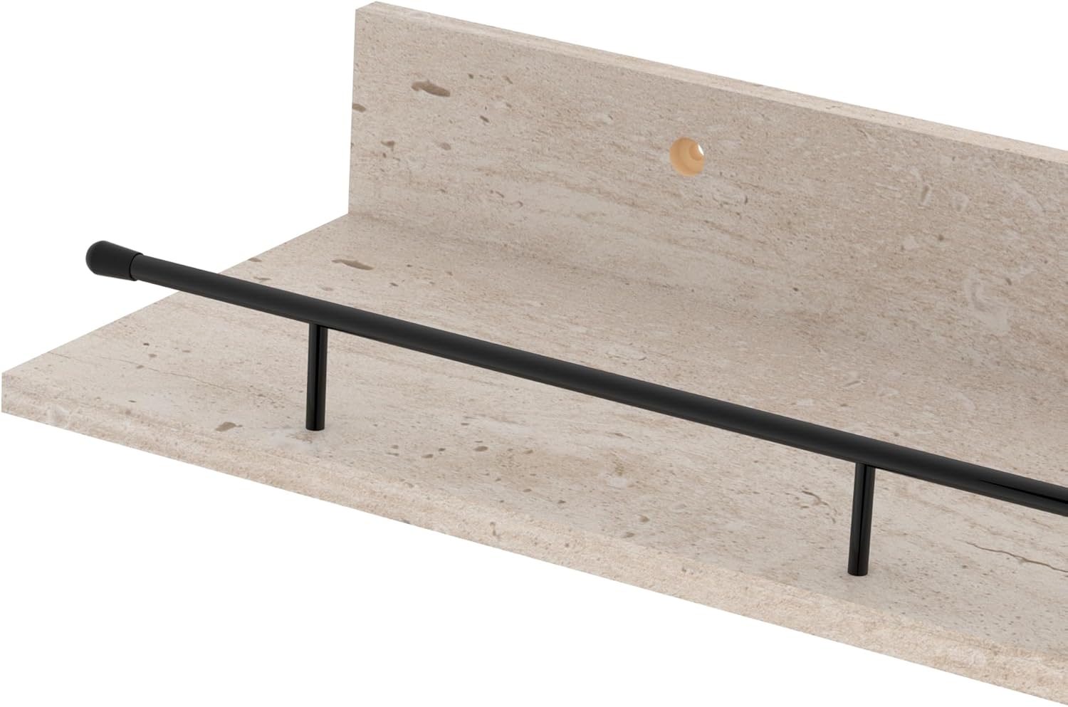 EYMPEU Floating Shelves Set of 3, Beige Wall Decor Shelf with Black Guardrail, Wall Mounted Hanging Shelves for Bathroom, Kitchen, Bedroom, Living Room, Plant, Picture Frames