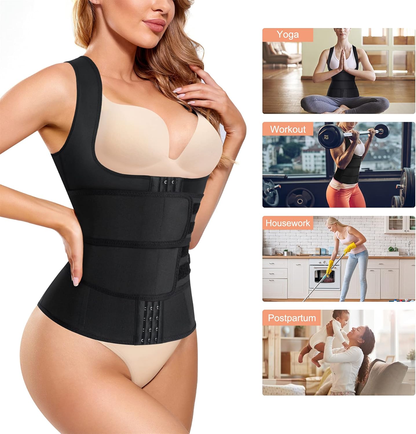 Eleady Waist Trainer Vest for Women Corset Trimmer Belt Slimming Body Shaper Tummy Control Cincher Workout Girdle - Image 6