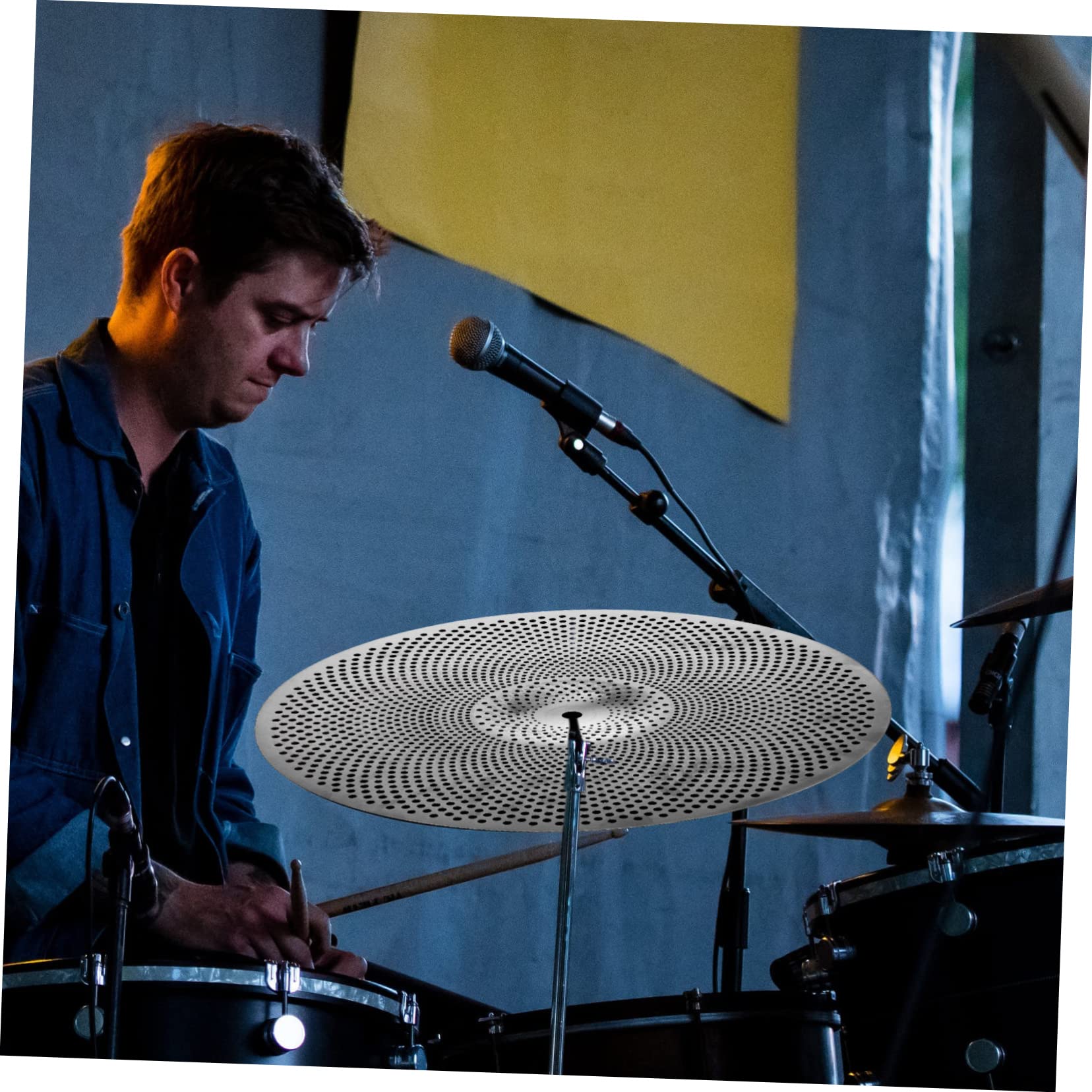 Toyvian Piatti Riduzione del Rumore in Lega Argento Accessorio Speciale per Drum Kit per Batteria da 14 Pollici per Esercitazioni Silenziose e Sostituzioni