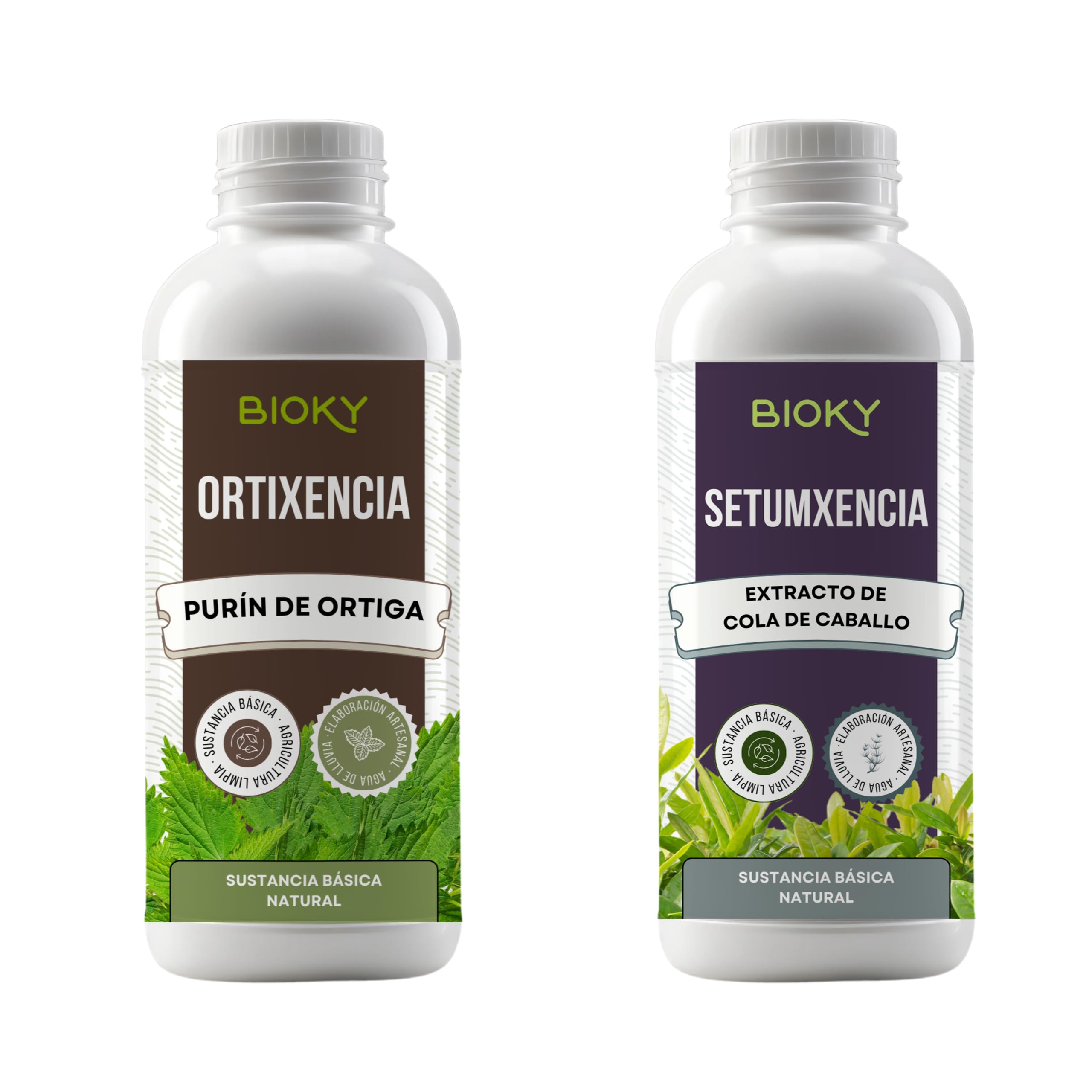 Purín de Ortiga 1L + Extracto de Cola de Caballo para Plantas 1L Aporta Hierro y Nutrientes Esenciales - Mejora Defensas Naturales de Plantas - Producido por Decocción y Fermentación