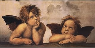 Meishe Art Two Angels Cherubs by Raphael Oil Painting Reproduction Giclee Canvas Prints Religious Wall Art Artwork Pictures (15.75" x 31.50")