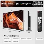 FPD 43 Inch Smart TV, Google TV with Google Cast, Dolby Audio 1080p Full HD Flat Screen LED Television, HDR 10, Voice Remote, Ultra Thin Stream Live TVs for Home Office