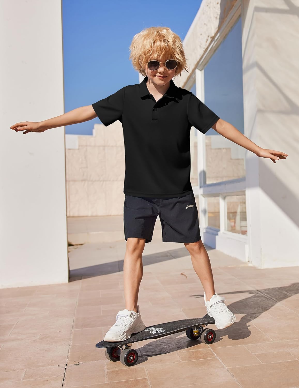 Arshiner Boys Performance Polo Shirt Golf Short Sleeve Active Casual Button Collared Shirt Size 4-13 Years - Image 5