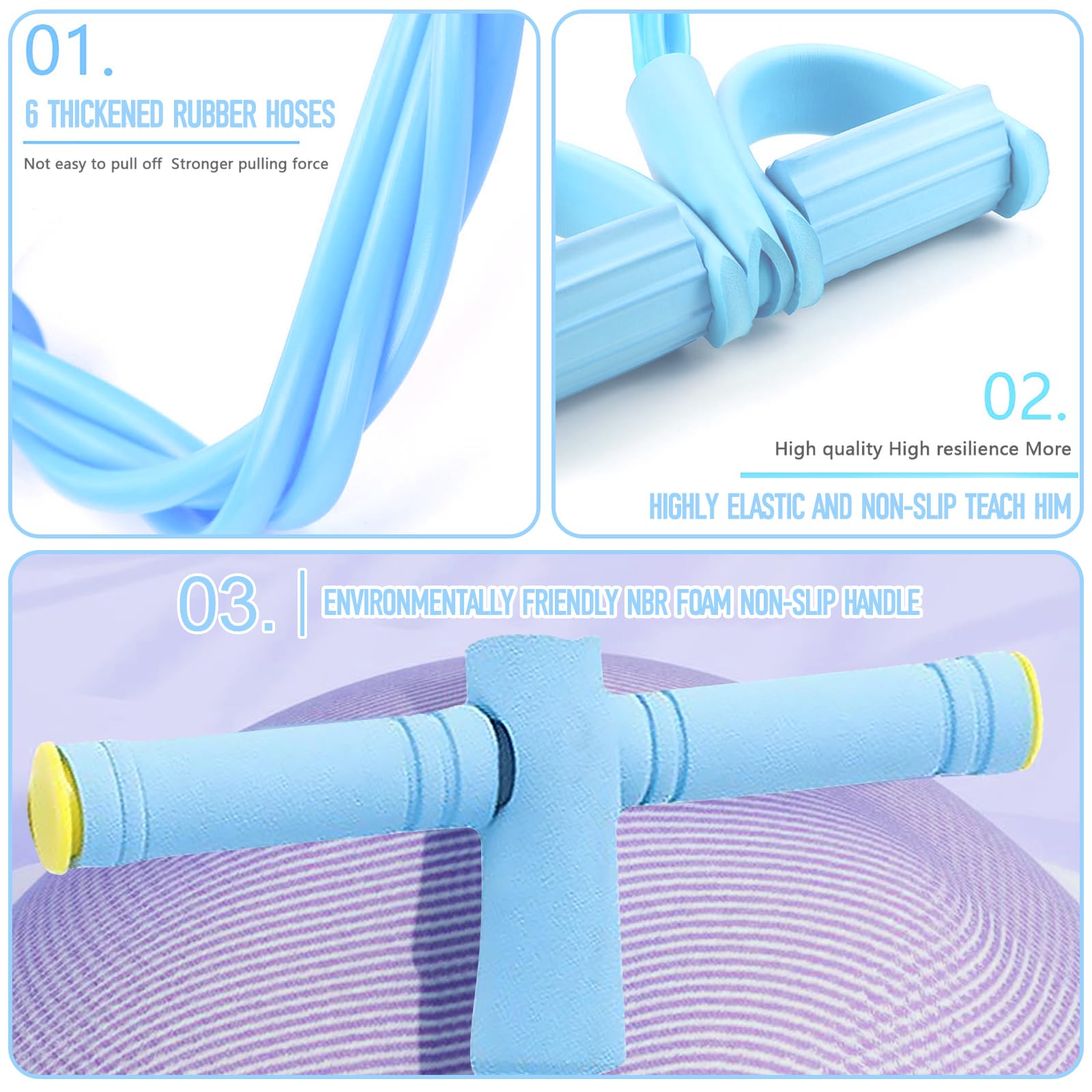 Multifonction Corde de Traction élastique pour Pédale avec Figure 8 Bande de Résistance et Bande Elastique, Bande de Résistance à Pédale, Corde de Tension