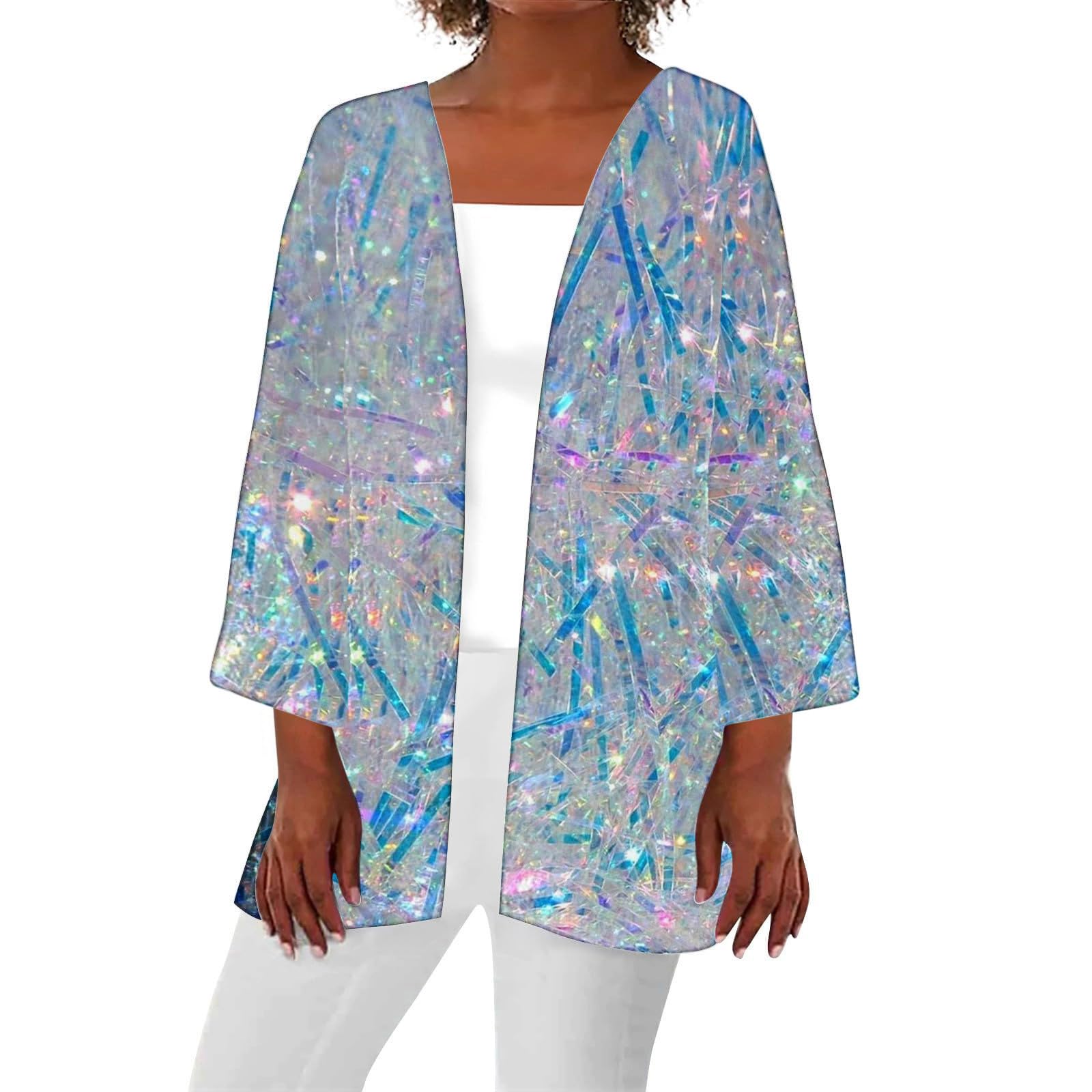 Women's Sequin Cardigan Lightweight Casual Party Sparkle Party Clubwear Glitter Cover Ups Stylish Sequin Jackets