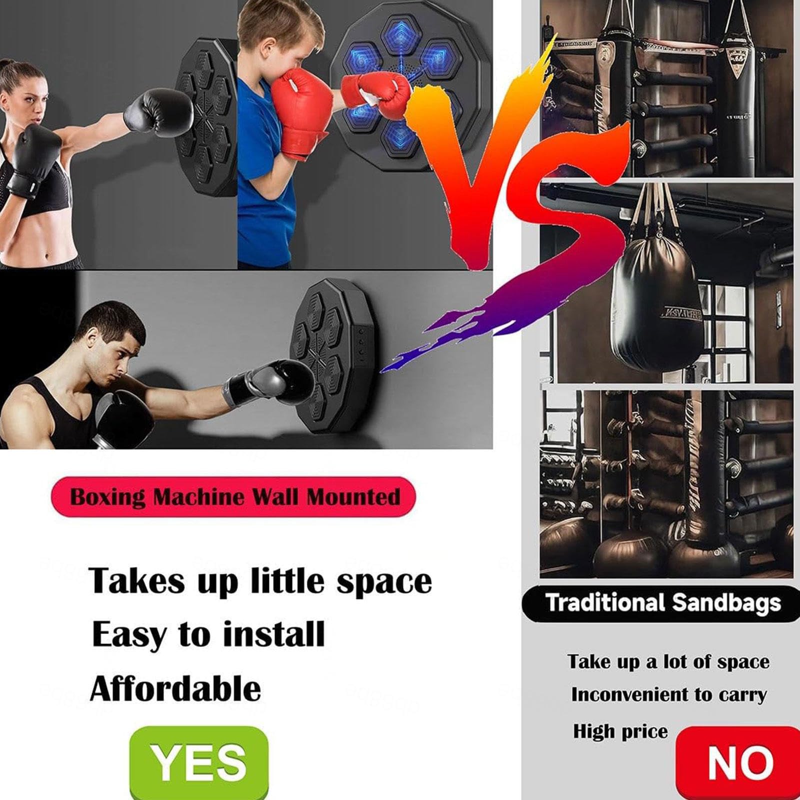 Macchina da boxe musicale intelligente con luce LED e macchina da gioco di boxe musicale Bluetooth, migliora la coordinazione occhio-mano e allevia lo stress, per esercizi a casa, BoxingMachine