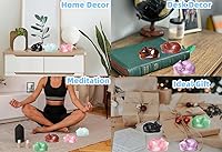 Vista 30 de QINJIEJIE Gato de obsidiana negra, decoración de Halloween, cristales y piedras curativas, estatua de piedra de gatos dormidos, escultura de piedras