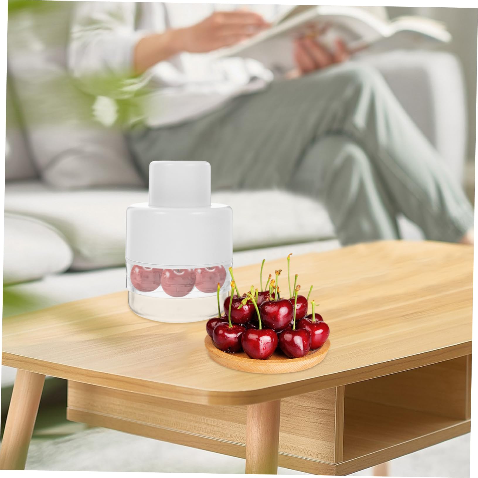 HEALLILY Ergonomic Cherry Core Remover Tool Cherry Pitter for Fruit Stainless Steel Abs Reusable Kitchen Accessory