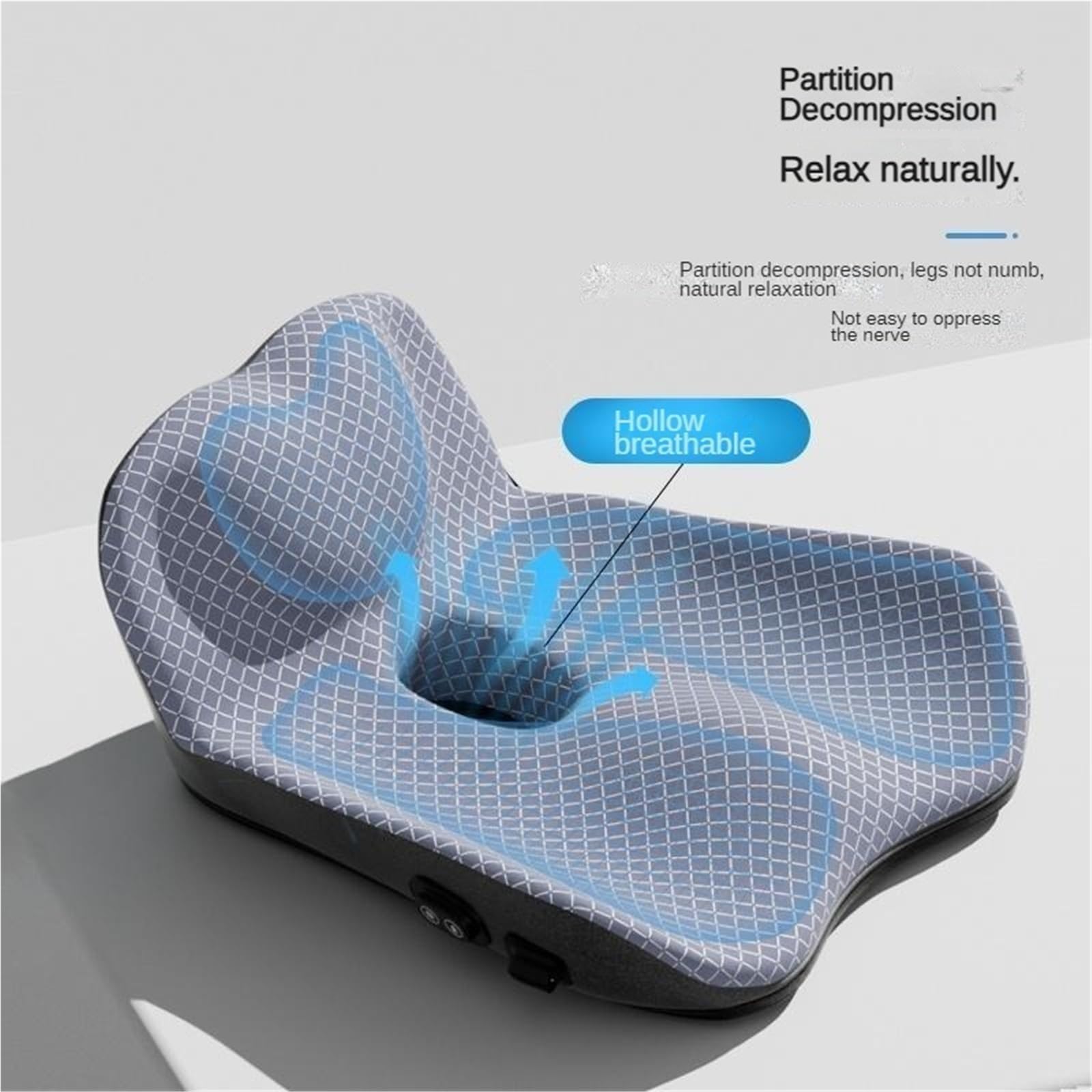 Coccyx Silla de Espuma viscoelástica, cojín for Asiento Oficina, Coche, Grande, Almohada for coxis for y para Coche(Blue)