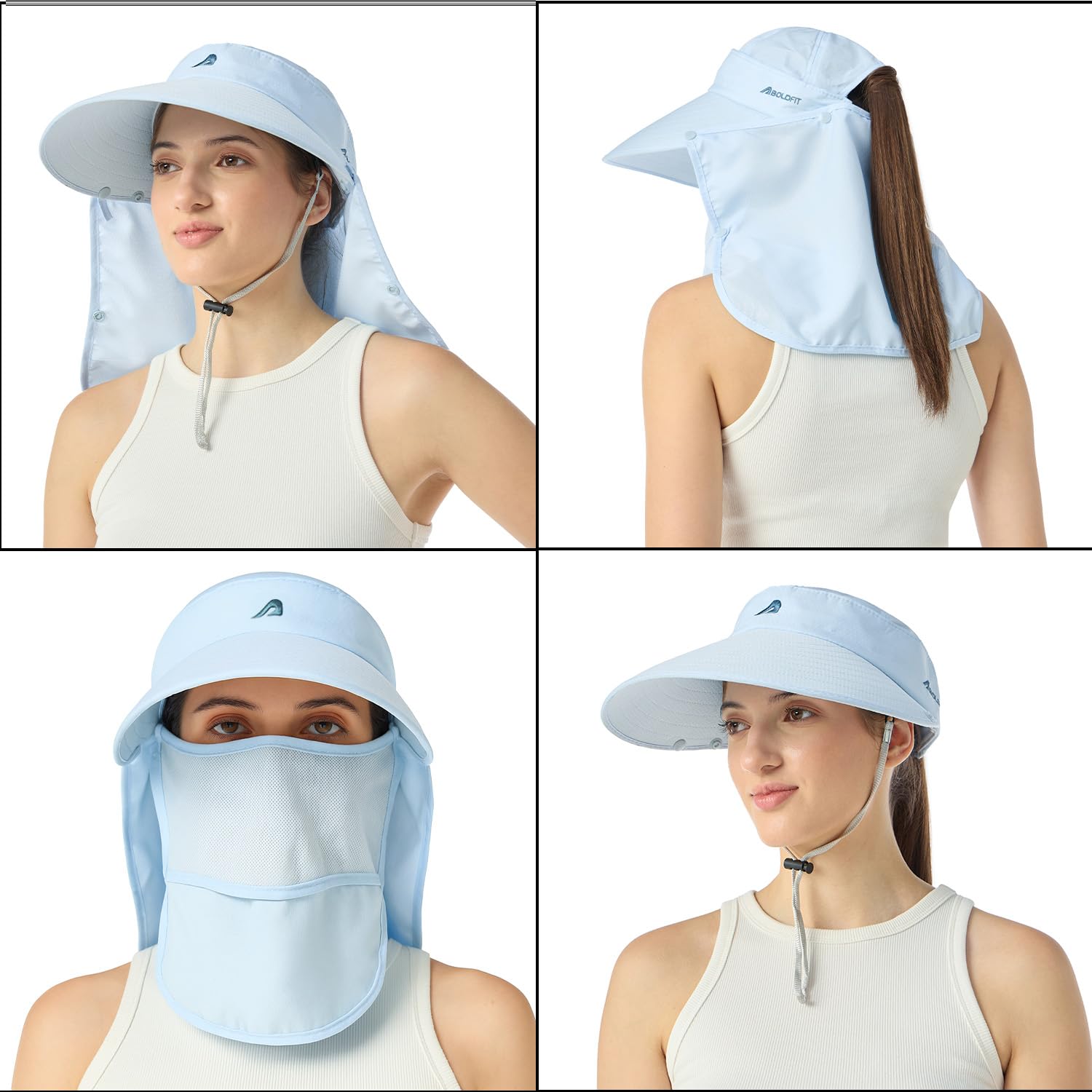 Boldfit Sonnenhut für Damen und Herren mit UV-Schutz, breite Krempe, Outdoor-Hut mit verstellbarer Passform, atmungsaktives Gewebe, feuchtigkeitsableitendes und verstaubares Design, ideal zum Wandern