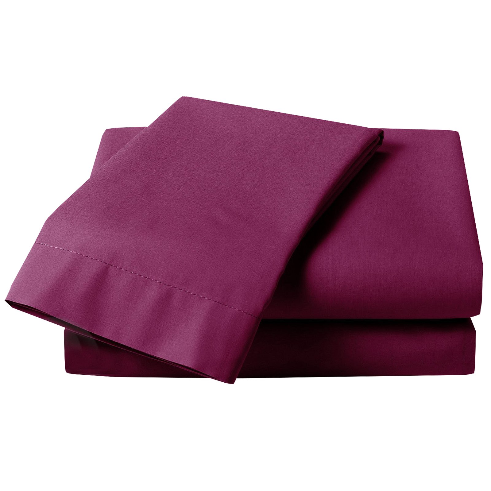 Novali Aubergine Purple Just Contempo Plain Percale Fitted Sheet, Double, Aubergine