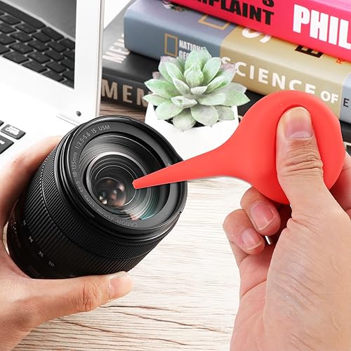 Miniatura 6 de EXCEART 1 bomba de polvo para soplador de aire, bola de mano, limpiador de polvo, para lente de cámara, reloj, teclado, limpiador de audífonos (rojo