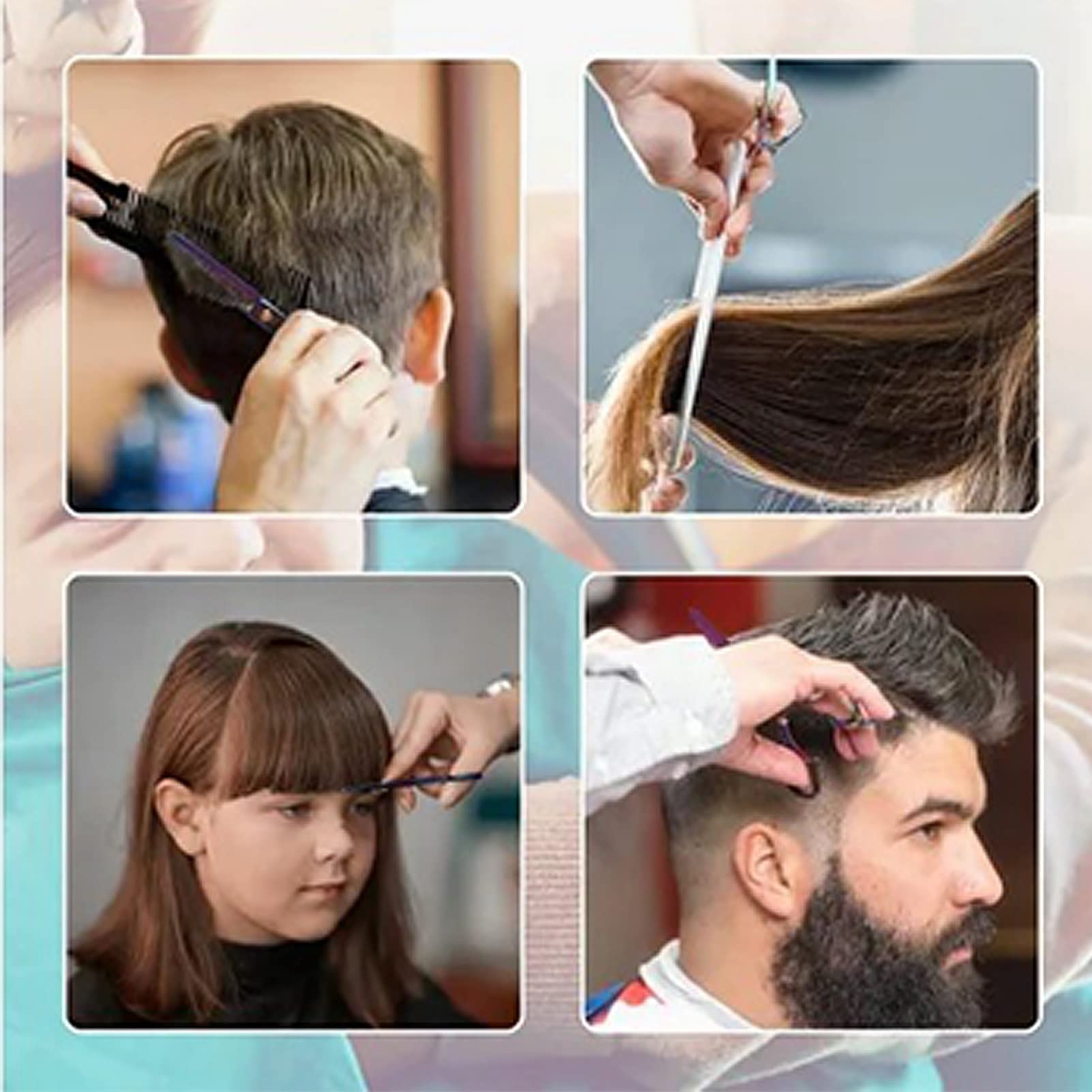 YUYTE Professional Hair Cutting Shears Set, Barber hair Cutting Scissors Thinning Shears Sharp Blades Hairdresser Haircut Stainless Steel Rainbow Color