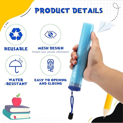 Miniatura 9 de Roowest 48 unidades de bolsa de malla A5 con cremallera, bolsa de plástico con cremallera, bolsa impermeable para lápices transparente con bolsa de