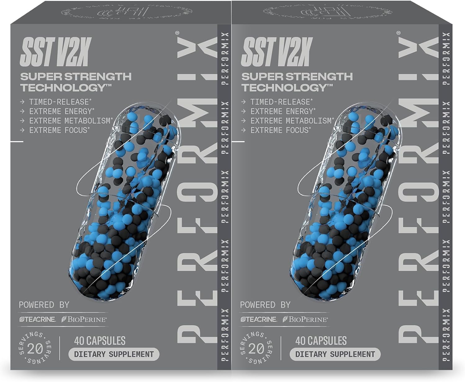 PERFORMIX - SST V2X - Pre Workout - 300 mg Caffeine - Energy Supplements - No Crash - Nootropic - Timed-Release for All Day Focus, Mood & Energy Boost - Men & Women - 80 Capsules