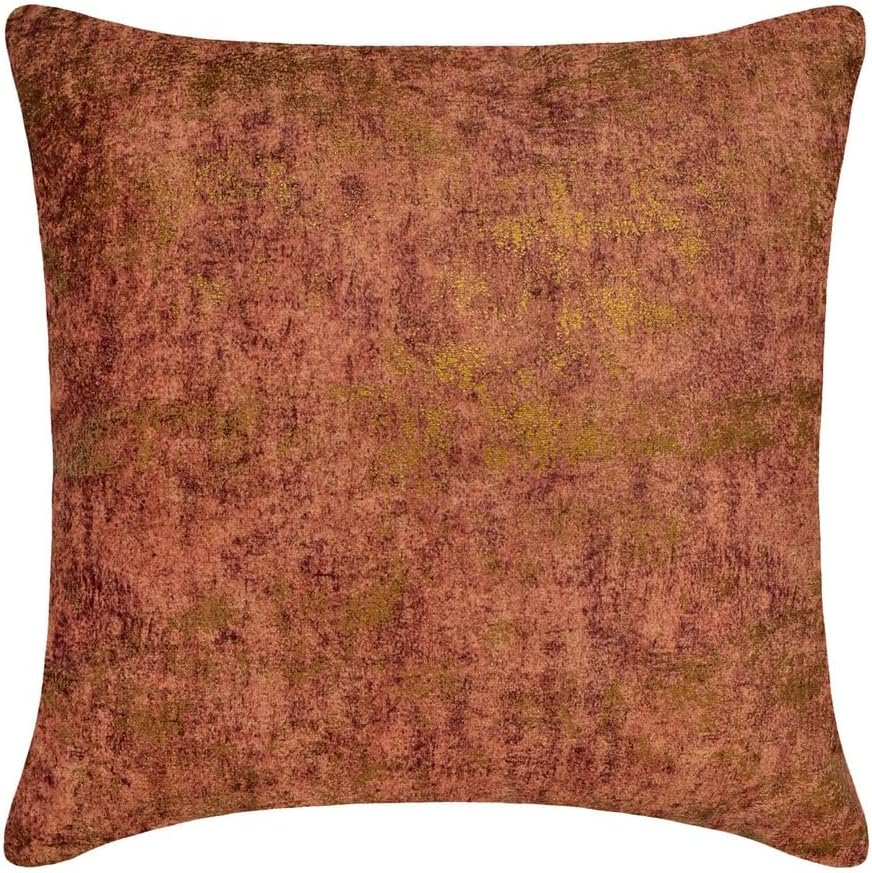 The HomeCentric Decorative Pillow Covers Rust & Gold 16"x16" (40x40 cm) Suede Foil, Grudge, Textured Cushion Covers for Sofa, Solid Modern - Rust Gilded Glamour