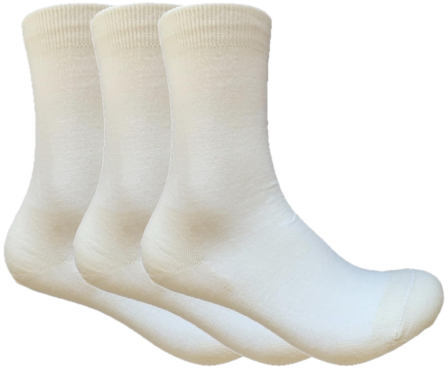 ULLMYS Damen Merino Crew Wollsocken – 3 Paar, 98% Naturfasern (davon 80% Merino Wolle) für Komfort im Alltag & Business, aus Europa – Naturweiß, Größe 35/38