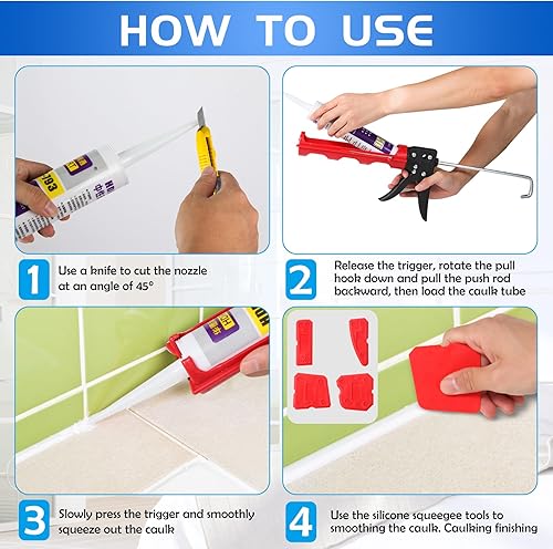 Miniatura 5 de Pistola de calafateo sin goteo, aplicador de pistola de calafateo con varilla de trinquete, relación de empuje 151, ahorro de mano de obra, pistola