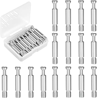 16Pcs 35mm Furniture Connecting Fittings, Galvanized Iron Thread Bolts Dowels Screws, 6mm Thread Dia Metal Dowel Fittings Fasteners for Cabinet Drawer Dresser and Wardrobe Panel Connecting, Silver