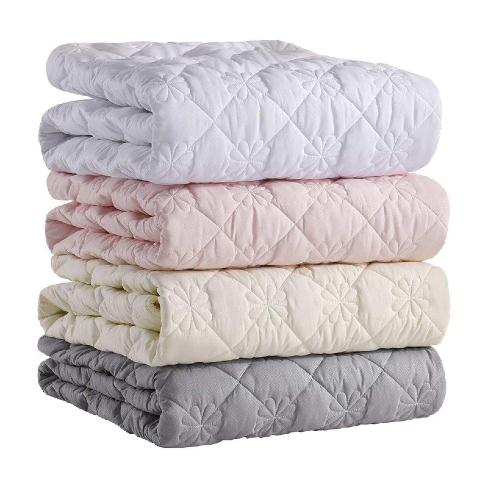 Housse Ajustable Tissu Doux sans Plis 150x200cm + 30cm, draps-Housses matelassés en Coton de Couleur Unie pour hôtel, protège-Matelas épaissi pour Chambre Gris Clair