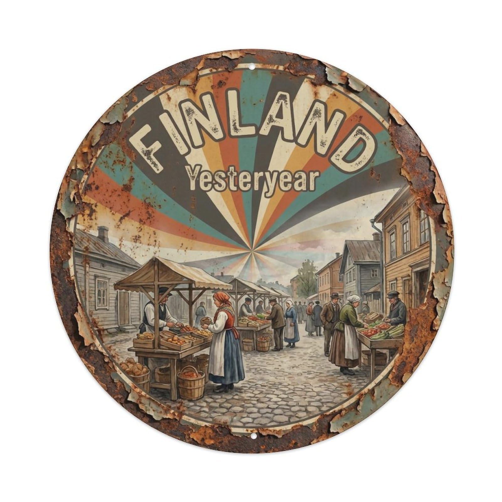 Vintage Travel Finland Yesteryear Vintage Metal Tin Sign Plaque