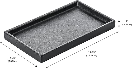 Miniatura 16 de Bandeja de cerámica para fregadero de baño, bandeja de tocador de grano negro, bandejas de perfume para tocador, soporte para joyas, velas, jabón