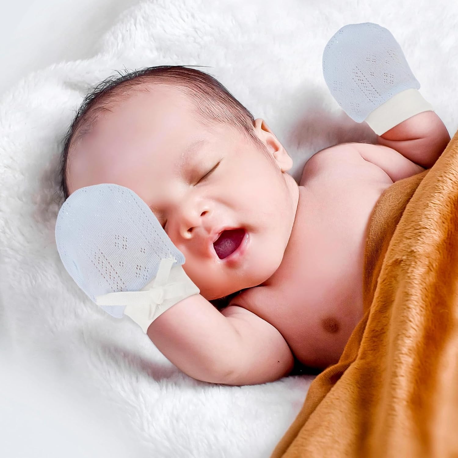 LIFKOME 2 Pairs Newborn Baby Mittens Cotton Spandex Scratch Protection